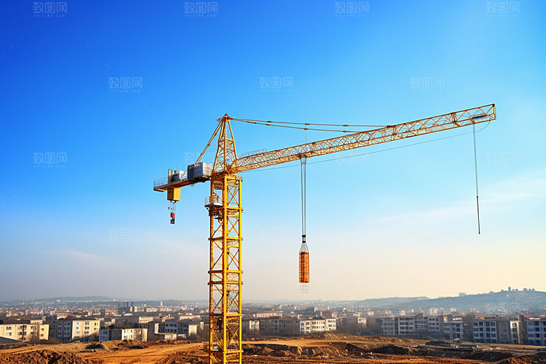 建筑工地脚手架施工摄影图