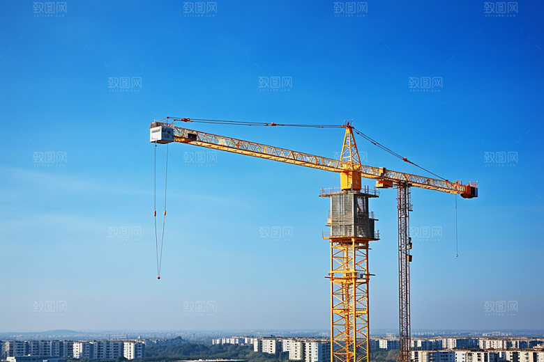 建筑工地施工脚手架摄影图