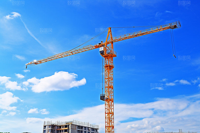 建筑工地脚手架施工摄影图