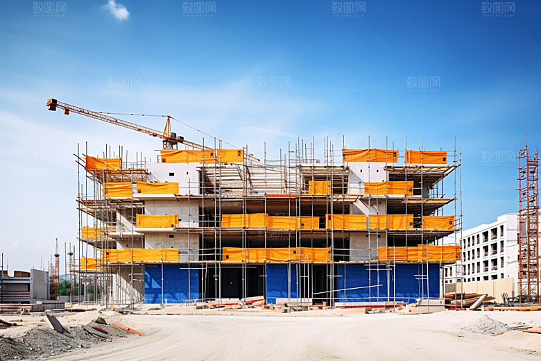 建筑工地施工建造摄影图
