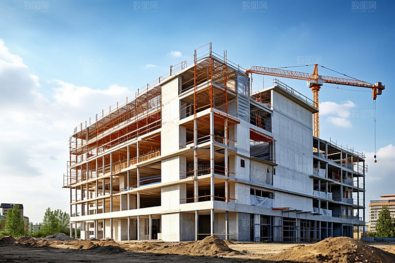 建筑工地楼盘塔吊摄影图