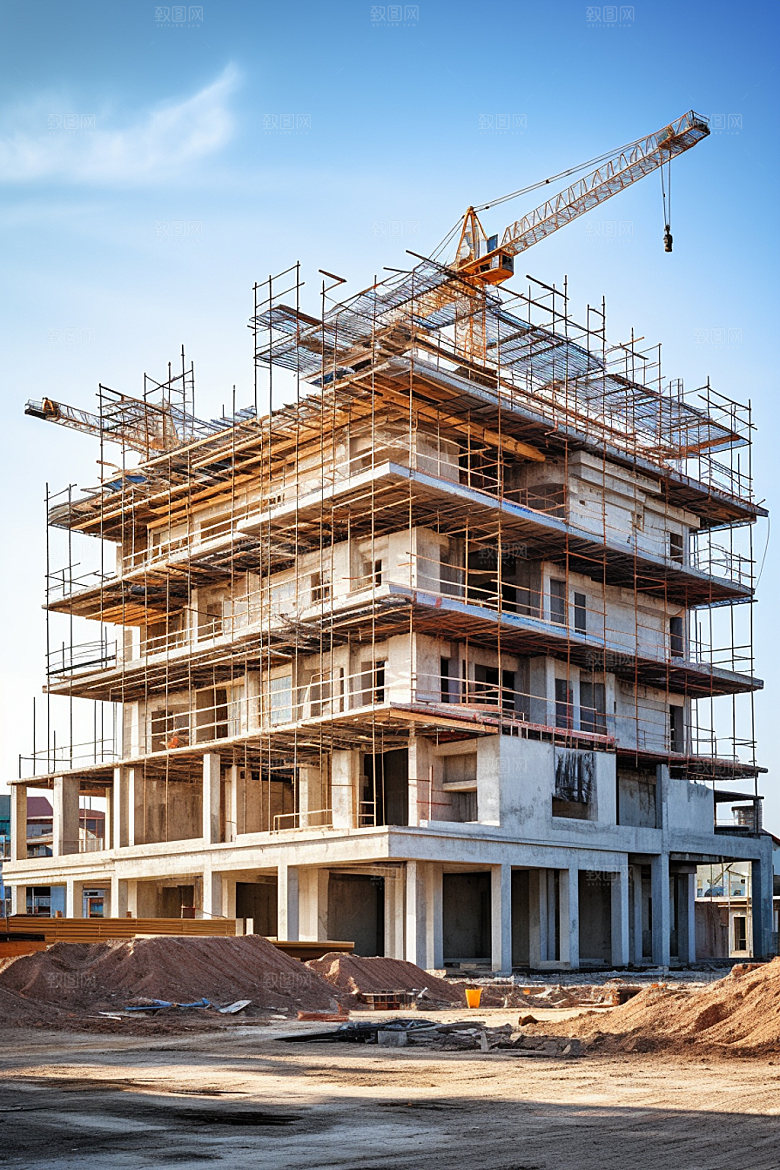 建筑工地建筑结构楼盘摄影图