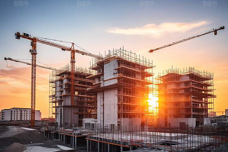 建筑工地建筑结构楼盘摄影图