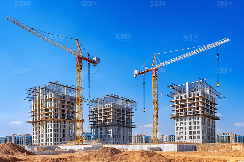建筑工地脚手架建筑结构摄影图