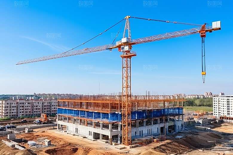 建筑工地脚手架高清摄影图
