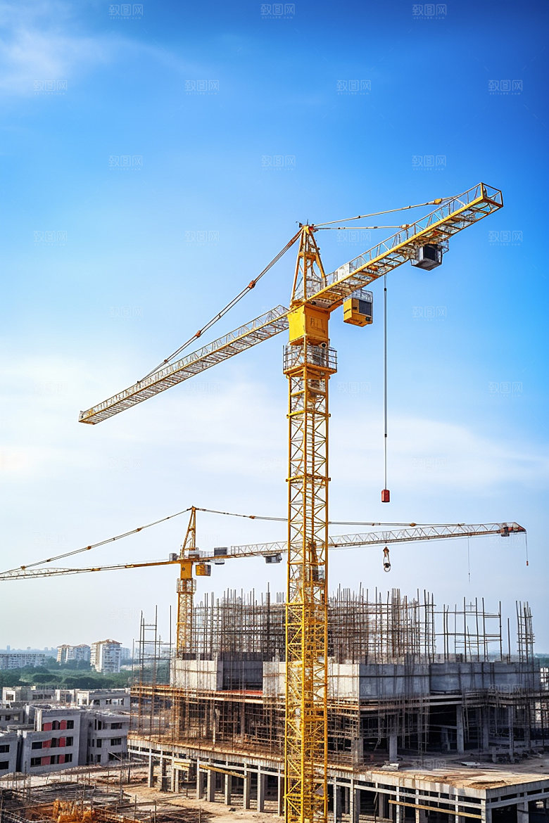 建筑工地建筑结构施工摄影图