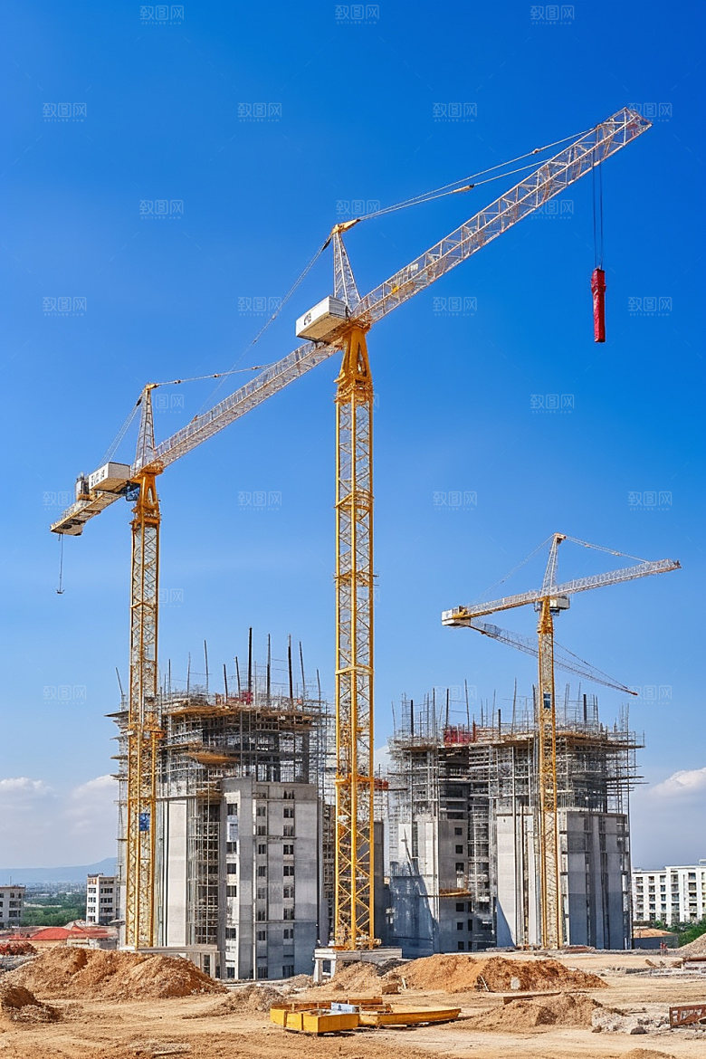 建筑工地建造脚手架摄影图