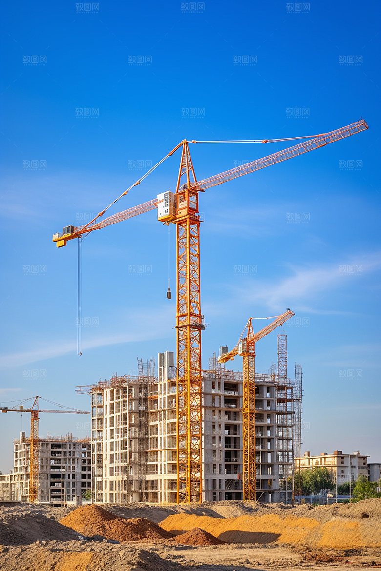 建筑工地脚手架建造摄影图