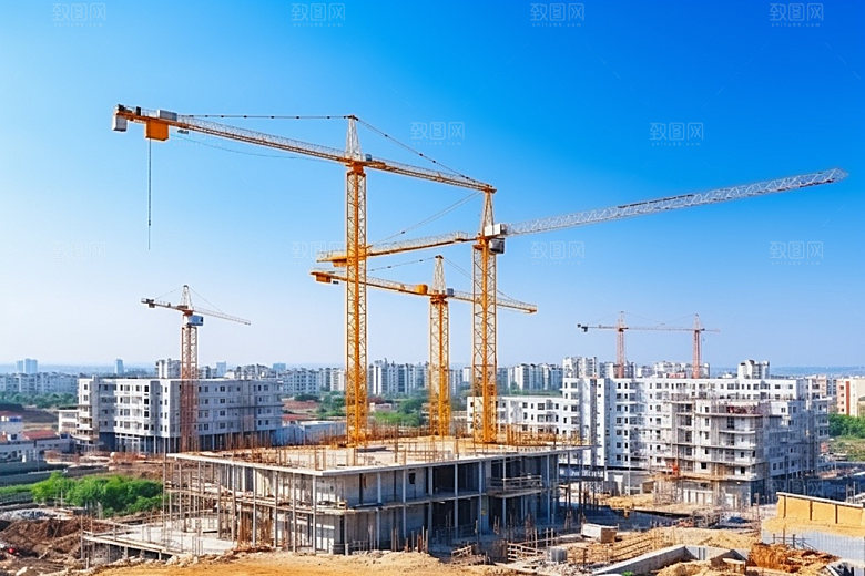 建筑工地脚手架建造摄影图