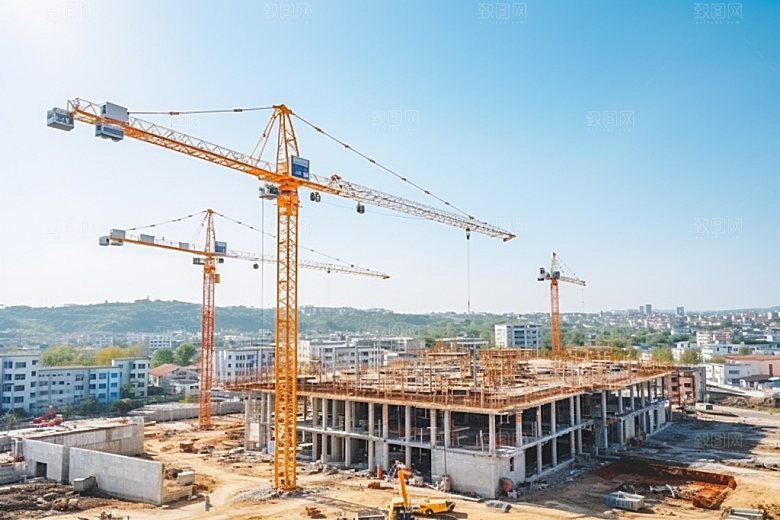 建筑工地建筑结构楼盘摄影图