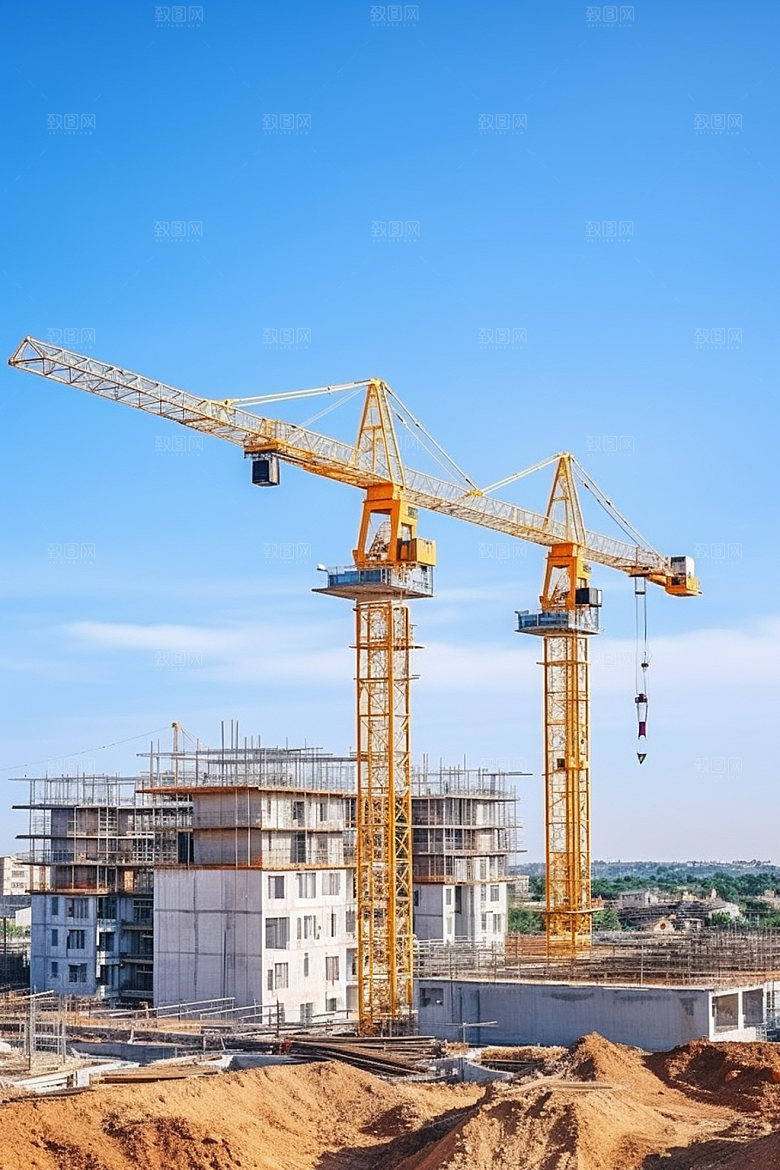 建筑工地建造脚手架摄影图