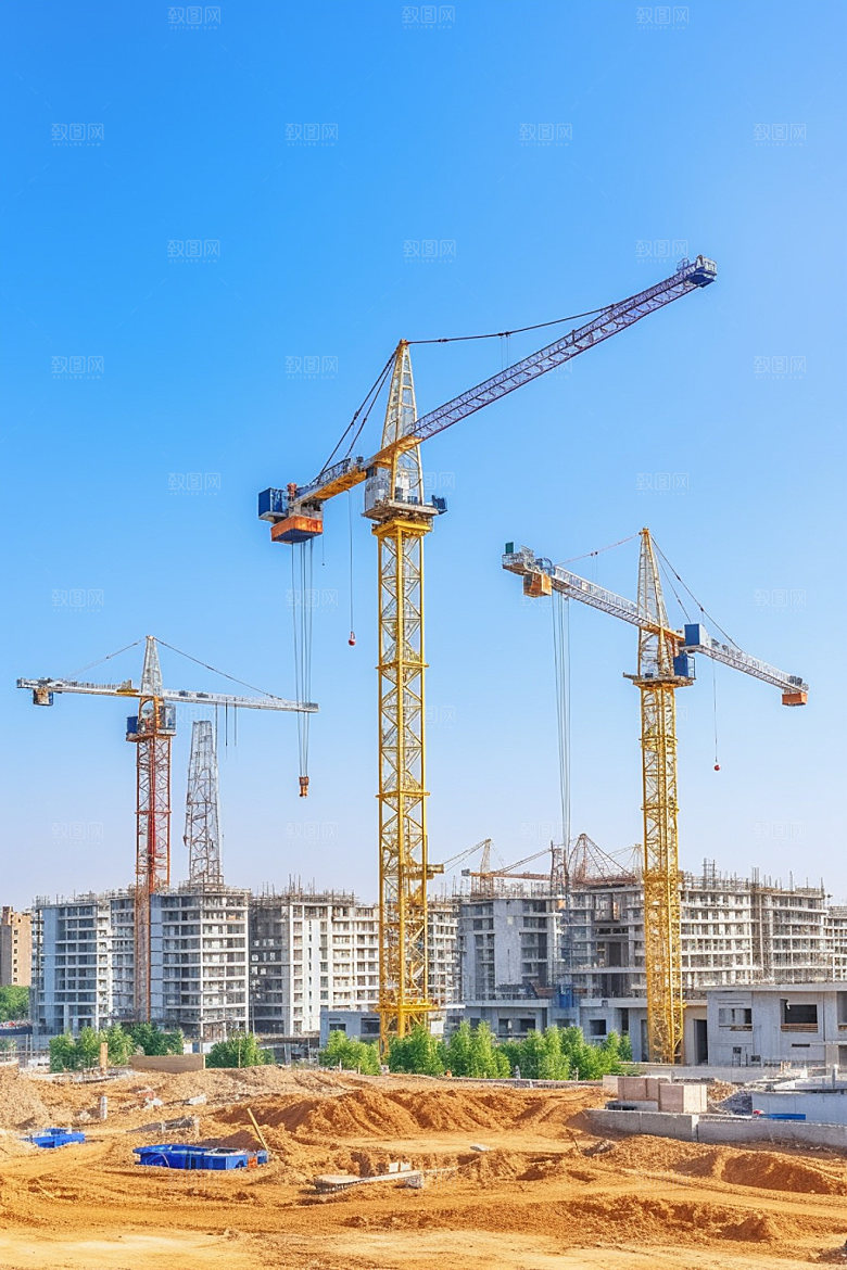 建筑工地楼盘施工摄影图