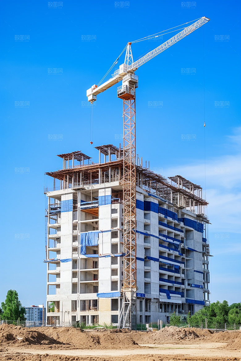 建筑工地施工楼盘摄影图
