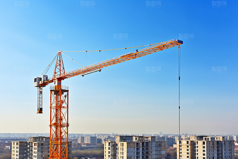 建筑工地塔吊建造摄影图