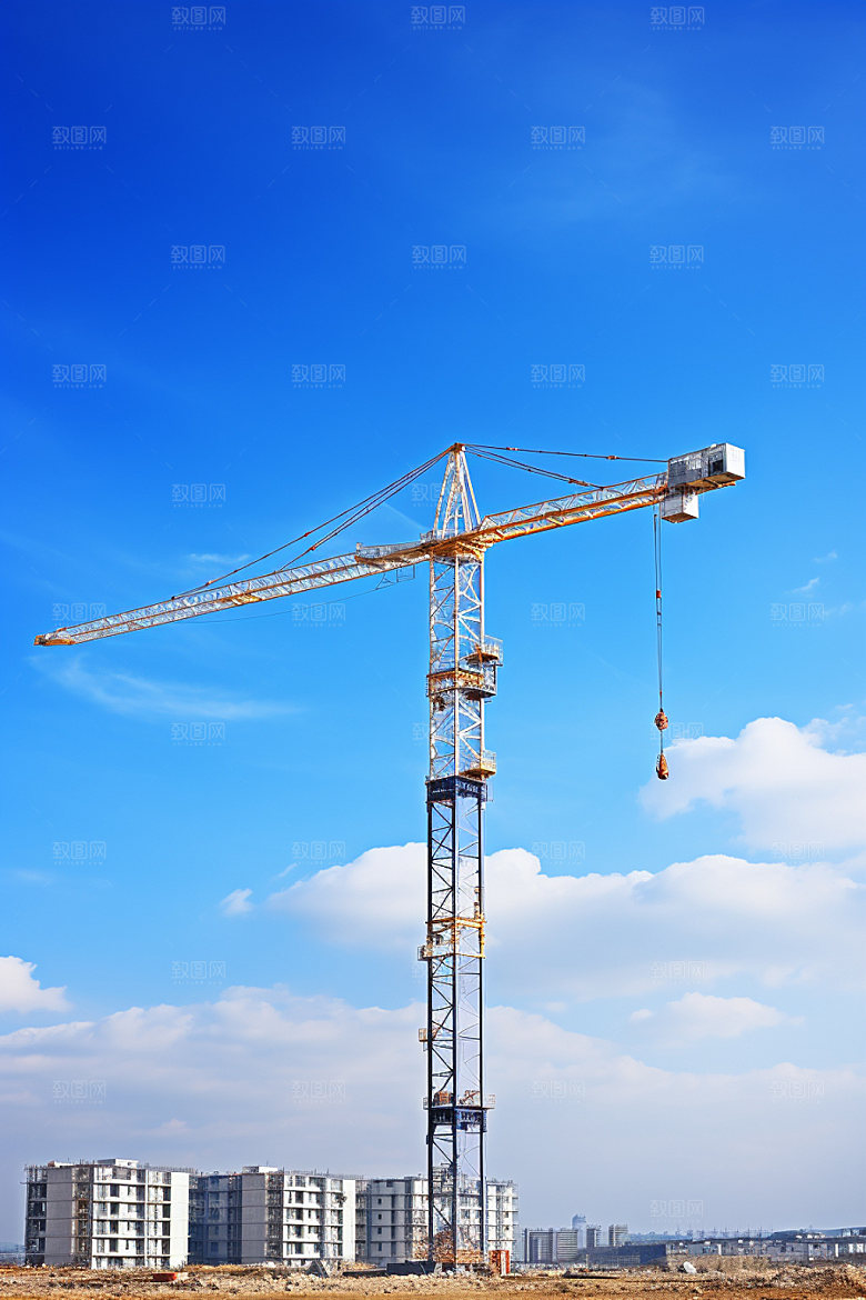 建筑工地塔吊建造摄影图