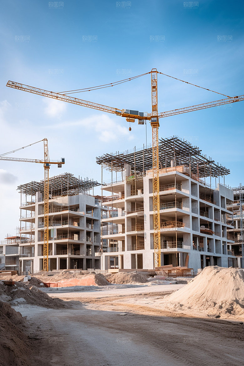 建筑工地施工建筑结构摄影图
