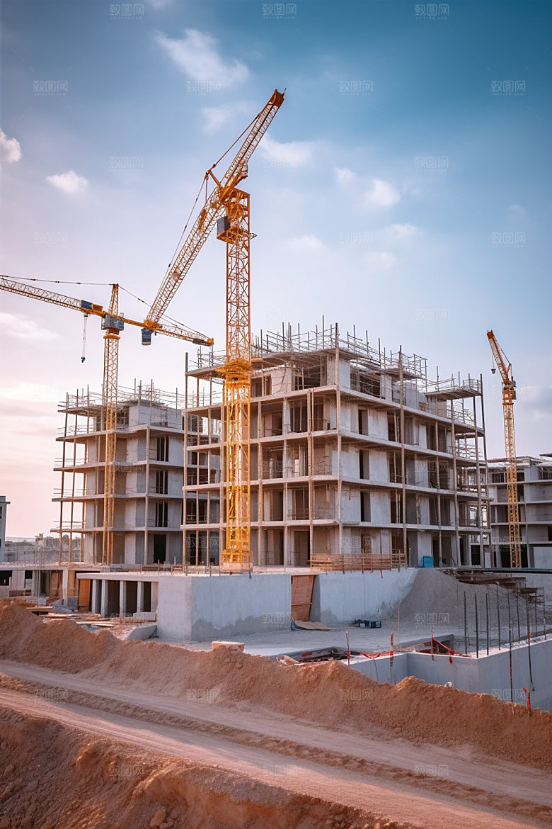 建筑工地楼盘建筑结构摄影图