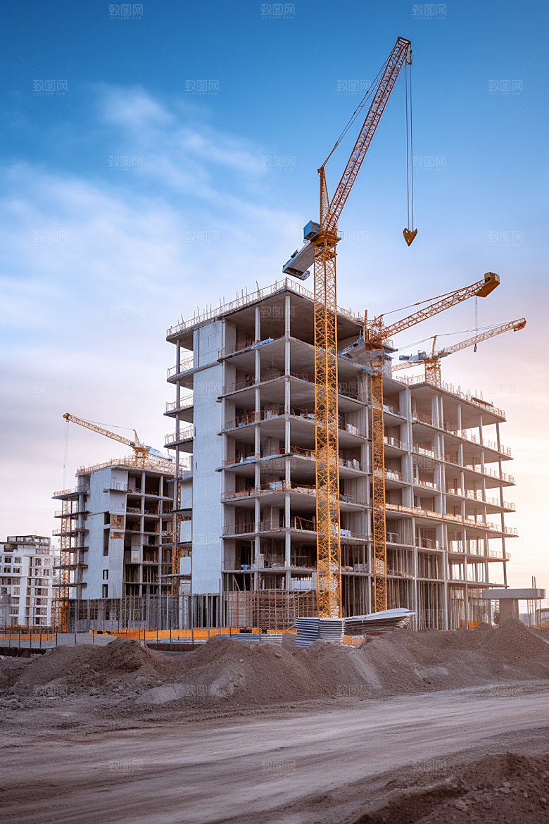 建筑工地高清建筑结构摄影图