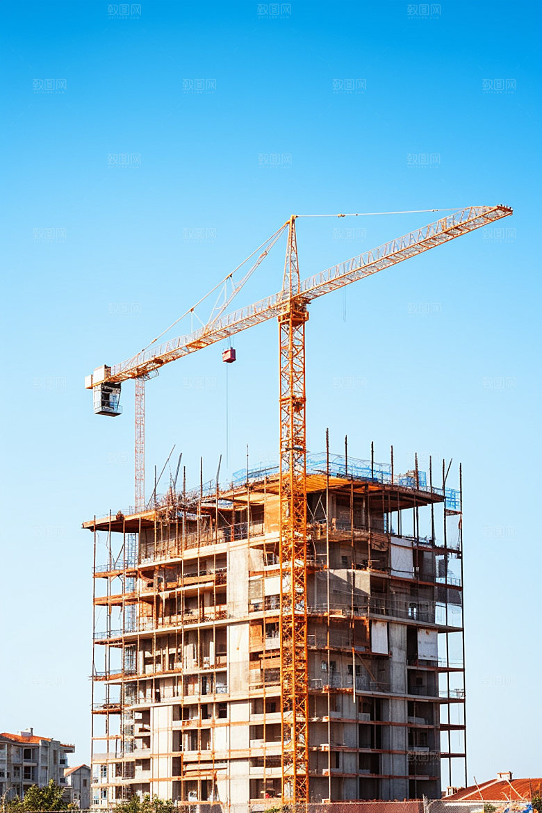 建筑工地脚手架建造摄影图