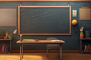 教室黑板模型立体样机