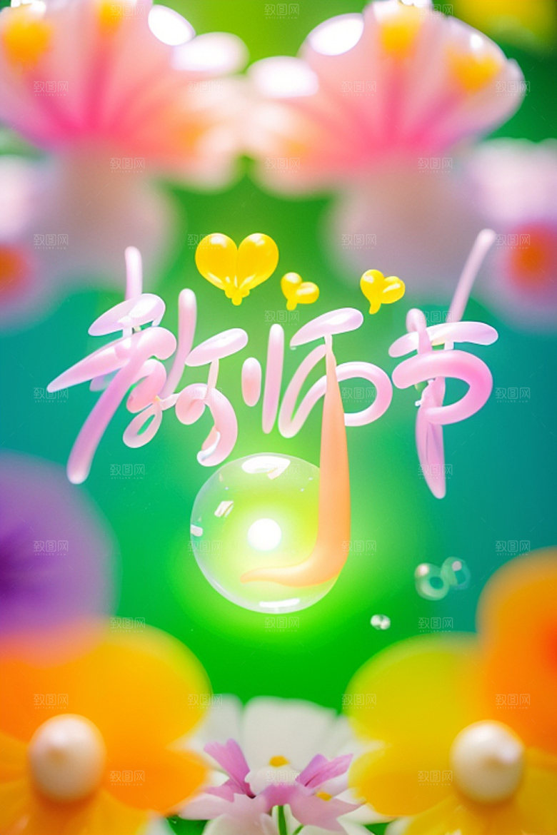 教师节创意标题艺术字