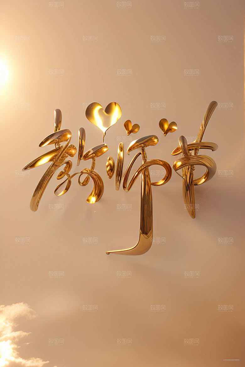 教师节立体字难忘师恩艺术字