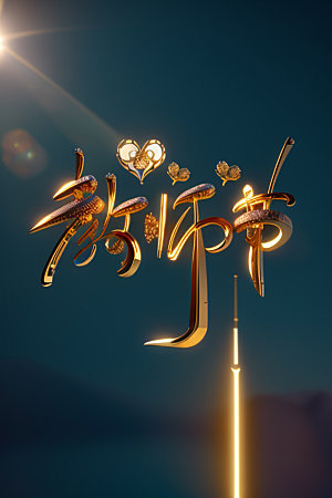 教师节感恩3D艺术字