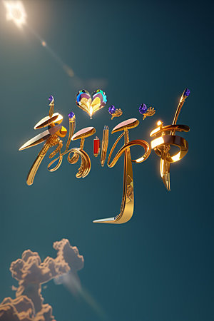 教师节标题3D艺术字