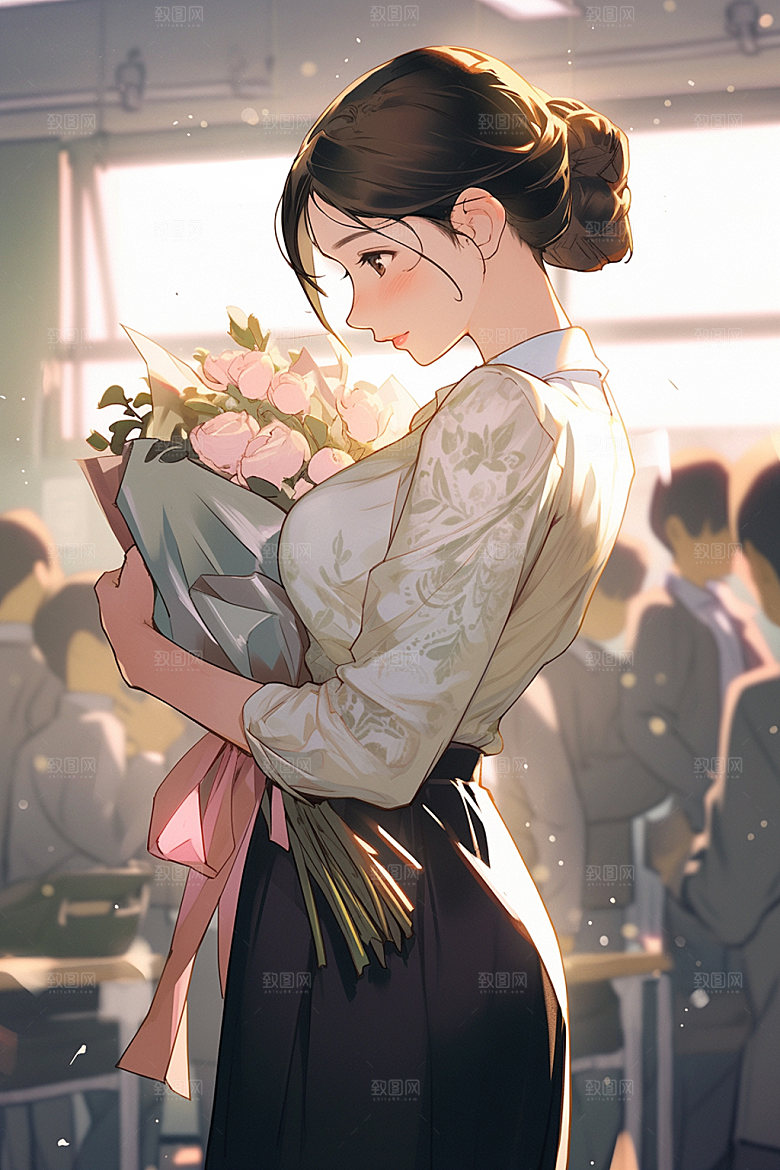 教师节温馨教书育人插画