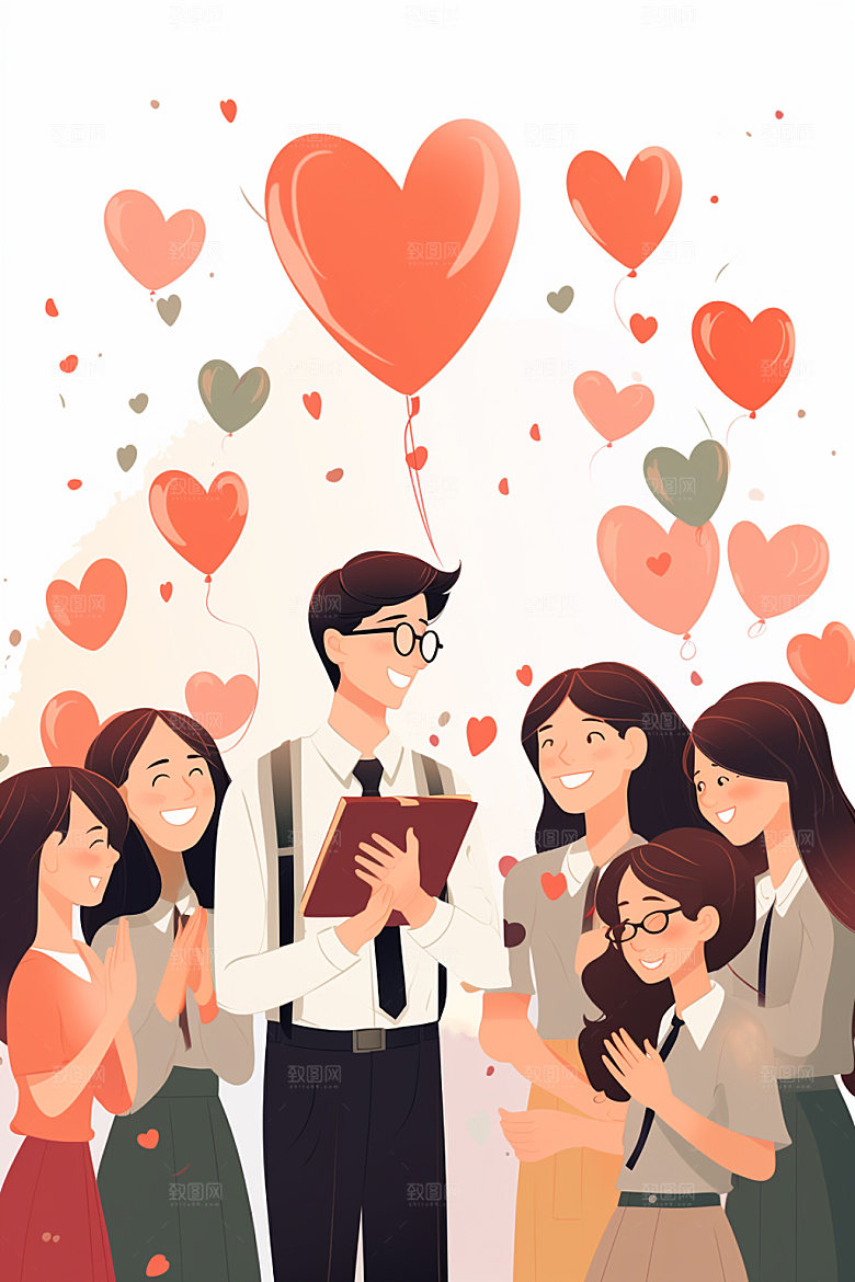 教师节形象学生感恩插画