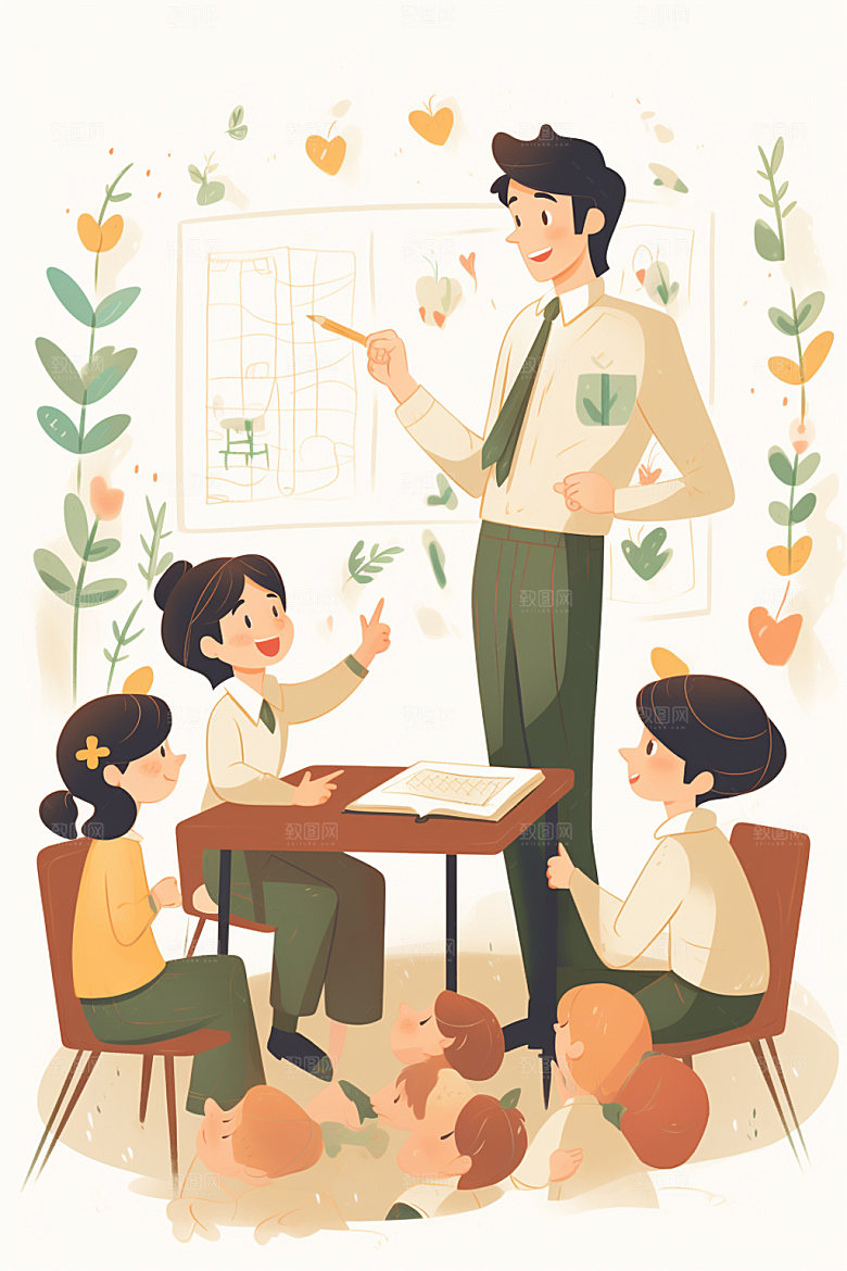 教师节校园老师插画