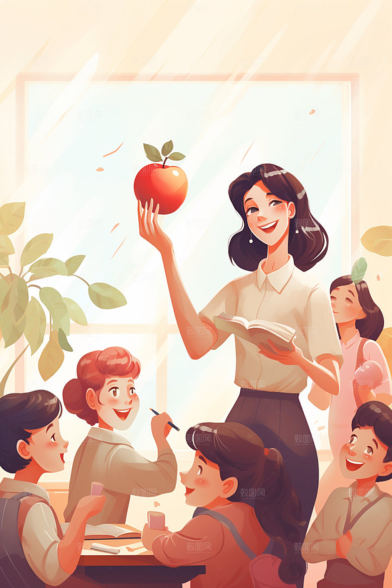 教师节教师形象插画