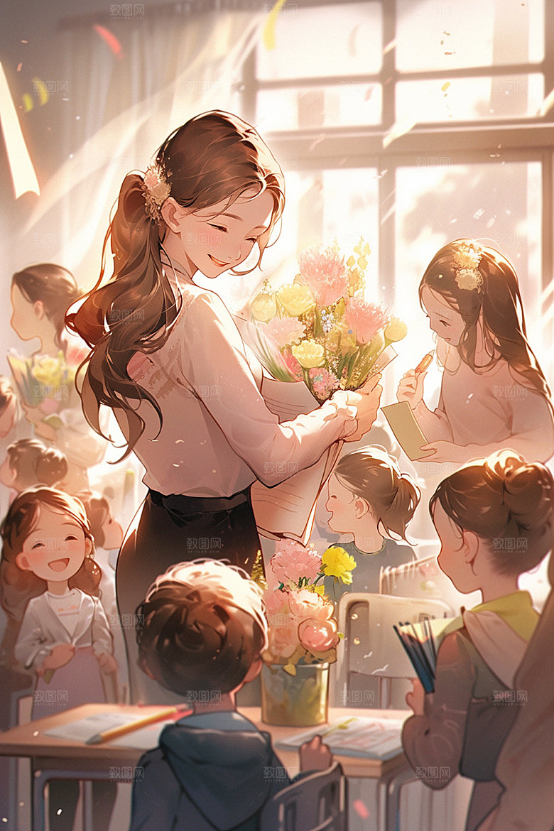 教师节校园节日插画