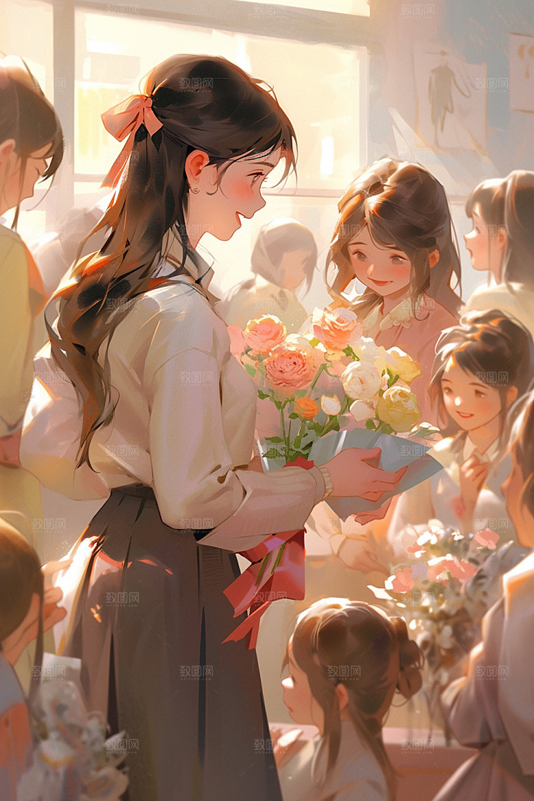 教师节治愈教师插画