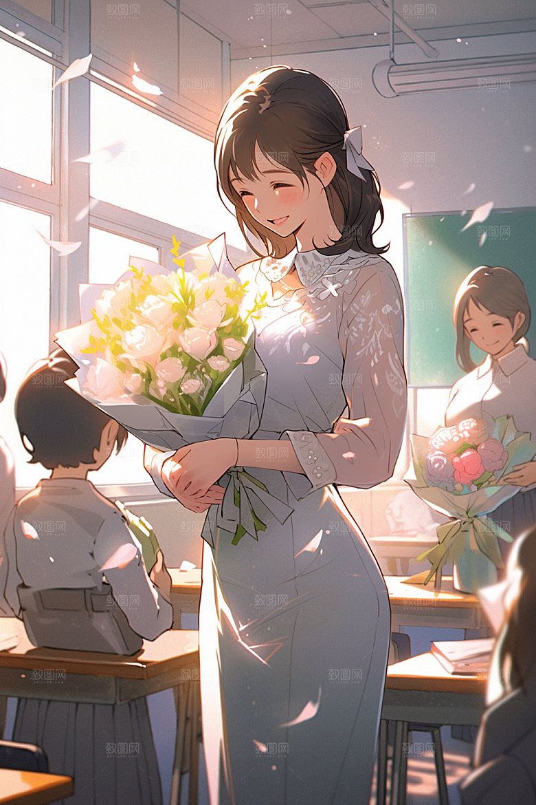 教师节教师治愈插画