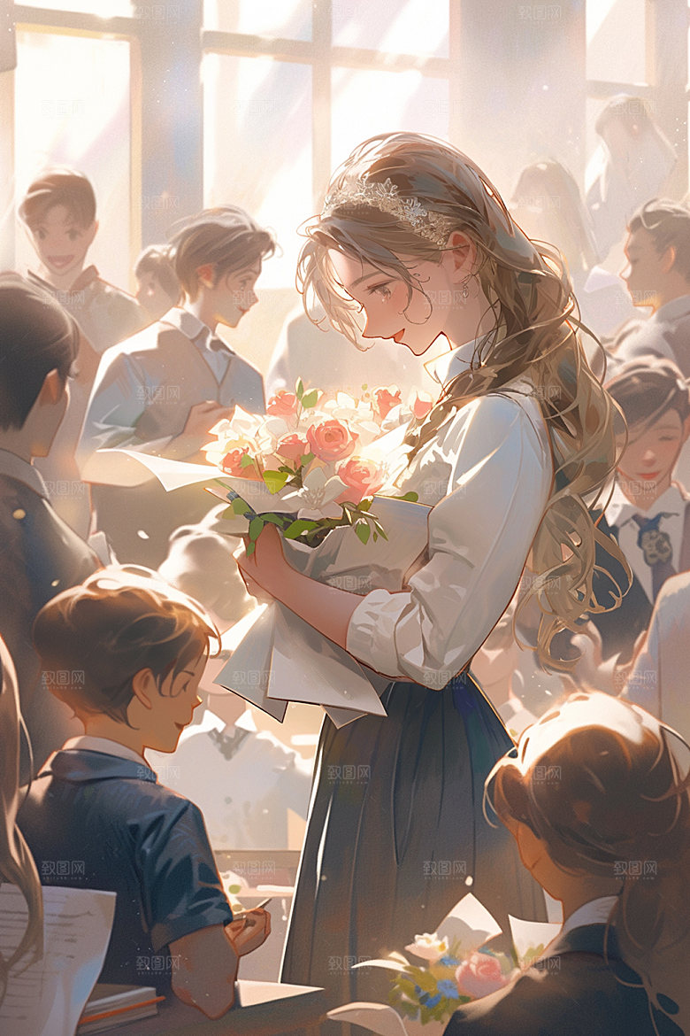 教师节校园节日插画