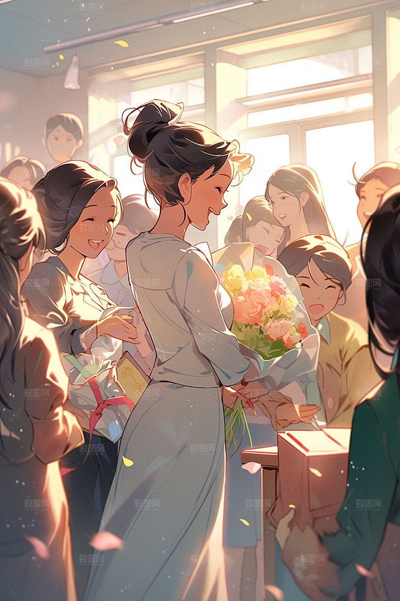 教师节学生感恩治愈插画