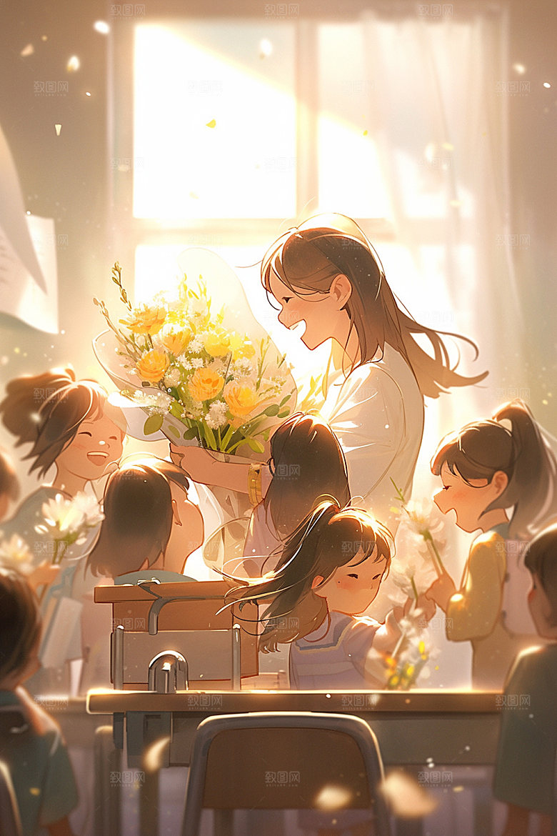 教师节温馨节日插画