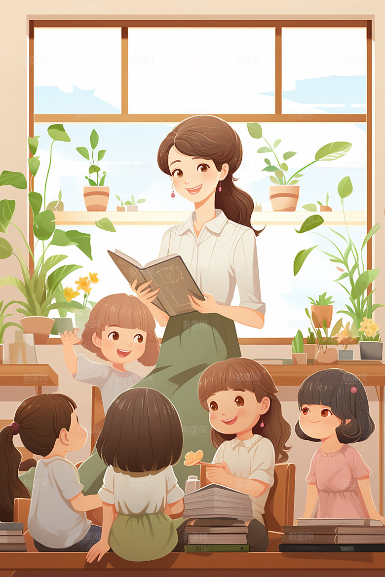 教师节节日治愈插画