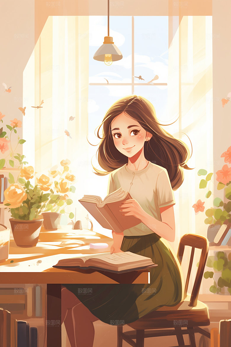 教师节温馨治愈插画