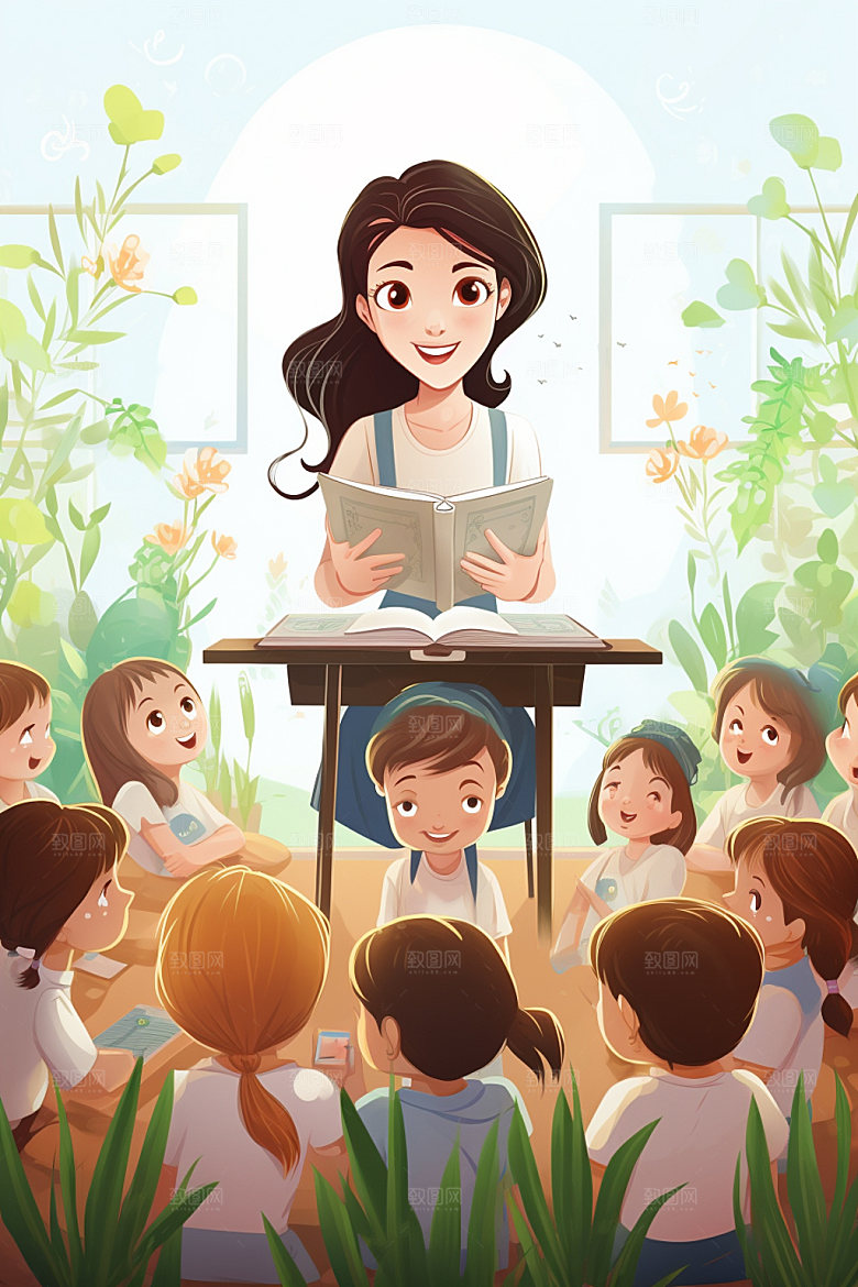 教师节形象校园插画