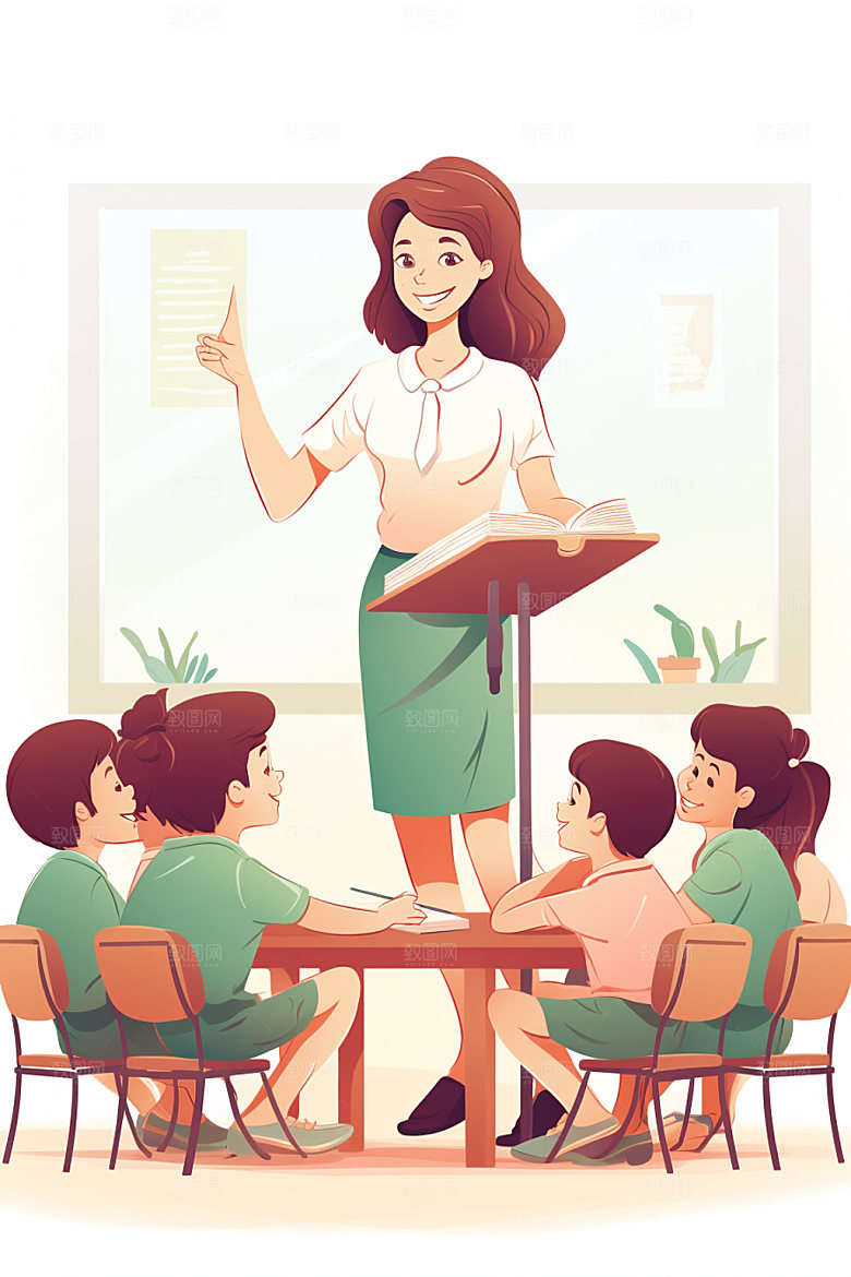 教师节校园学生感恩插画