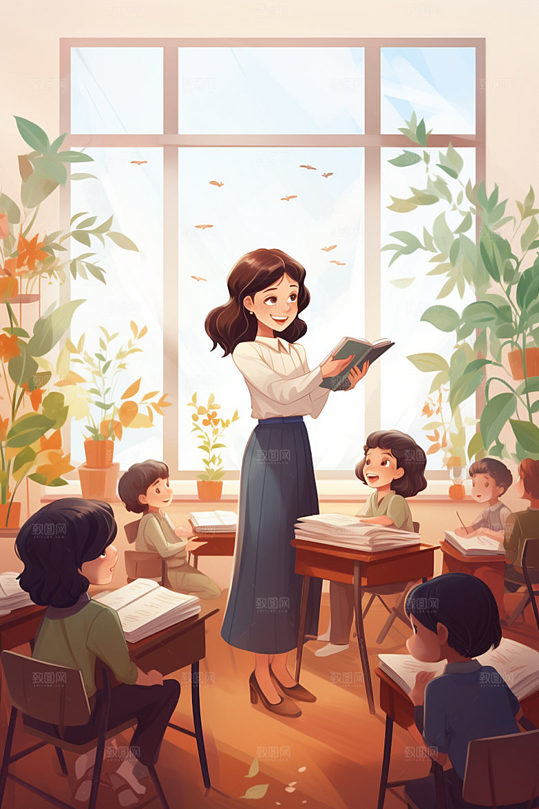 教师节节日形象插画