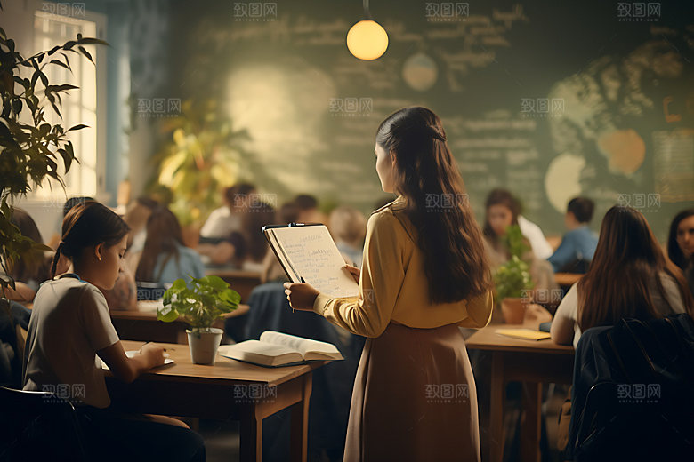 学生上课高清教师节摄影图