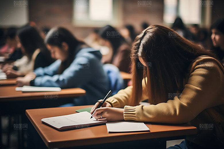 学生上课听课课堂摄影图