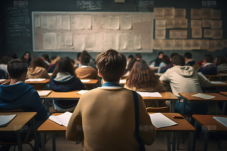 学生上课学习课堂摄影图