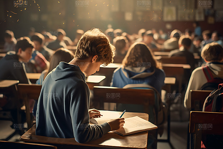 学生上课课堂听课摄影图