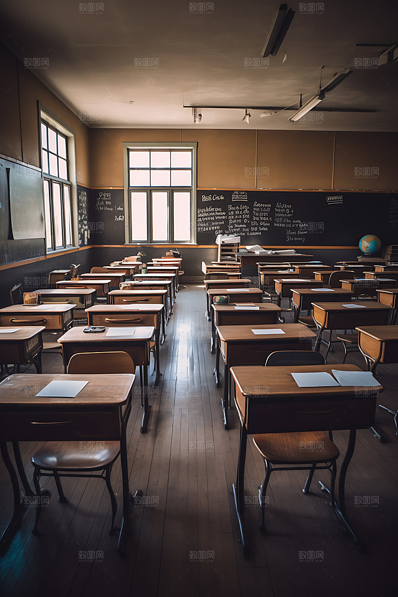 学校教室课堂学习环境摄影图