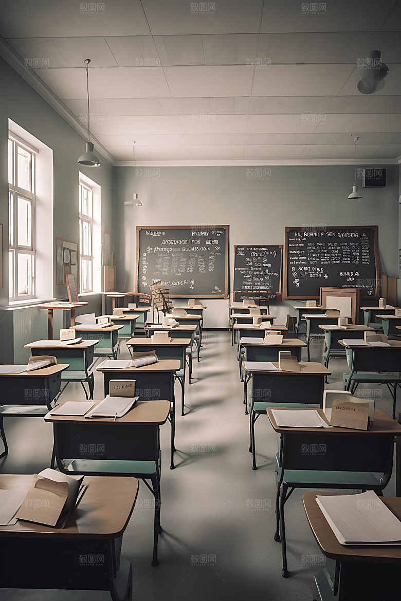 学校教室教学空间室内摄影图