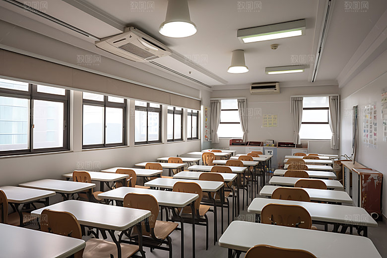 学校教室室内学习环境摄影图